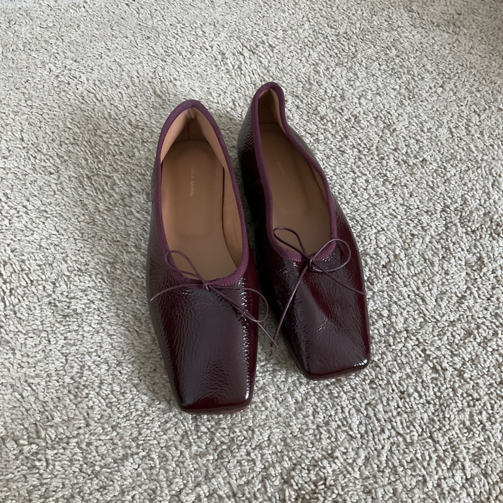 Mansur Gavriel Patent Wine Burgundy Ballet Flats - Picture 5 of 10